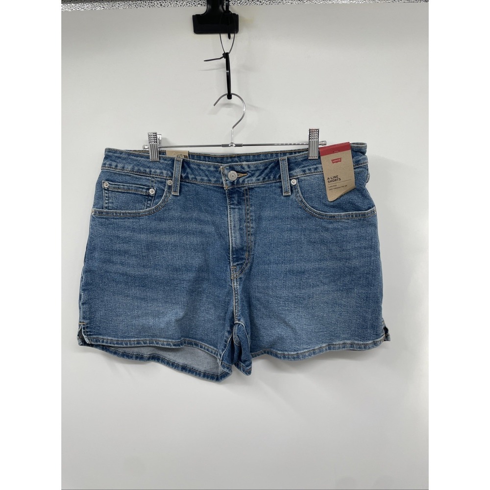 Levi's Shorts Womens 33 Blue Denim Cotton Blend Medium Wash Mid Rise A-Line NWT
